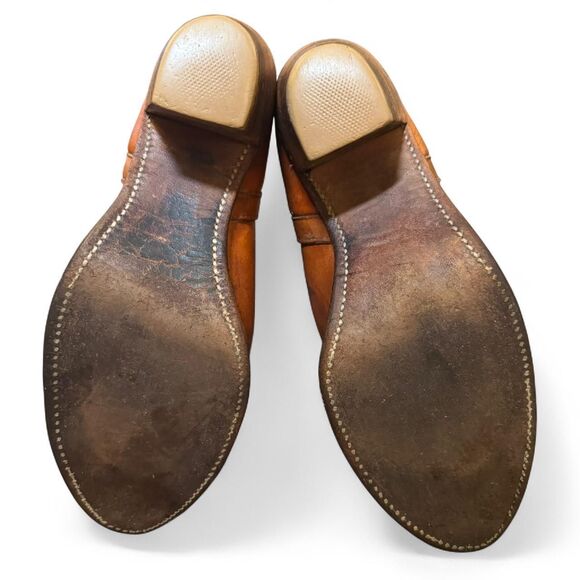 Dingo Women’s Brown Leather Western Cowboy Boots Size 10M Flower Cutout U.S.A. - Picture 4 of 7